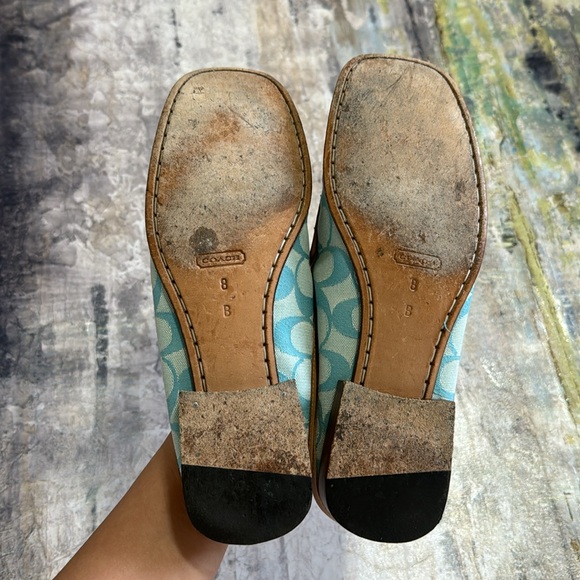 Vintage blue monogrammed Coach slide on shoes sz 8B - Picture 12 of 12